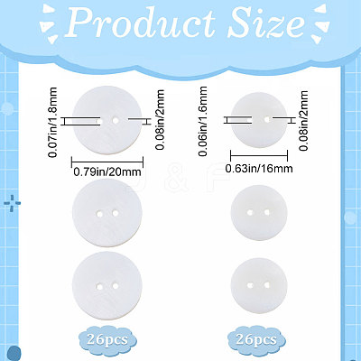 52Pcs 2 Style 2-Hole Freshwater Shell Buttons SHEL-GF0001-02-1