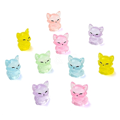 30Pcs 6 Colors Luminous Resin Fox Display Decoration CRES-CJ0001-81-1
