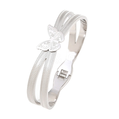 304 Stainless Steel Hinged Bangles for Women BJEW-E113-02P-1