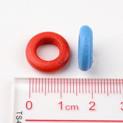 Mixed Color Donut Natural Wood Beads X-TB233Y-1