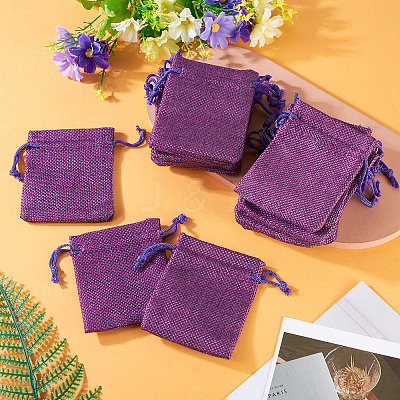 20Pcs Rectangle Polyester Imitation Burlap Packing Pouches Drawstring Bags ABAG-TA0002-02-1