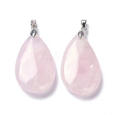 Natural Rose Quartz Pendants X-G-D084-01P-B15-1