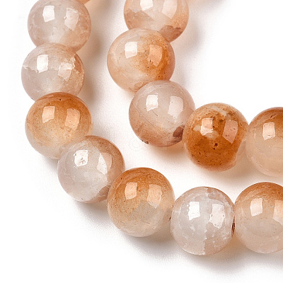 Crackle Baking Paint Imitation Jade Glass Beads Strands LS-DGLA-T003-8mm-08-1