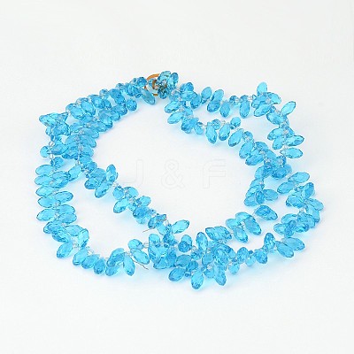 Faceted Teardrop Transparent Glass Beads Strands GLAA-J067-A01-1