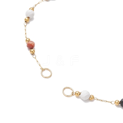 304 Stainless Steel & Faceted Round Gemstone Link Chain Bracelet Making AJEW-JB01346-1