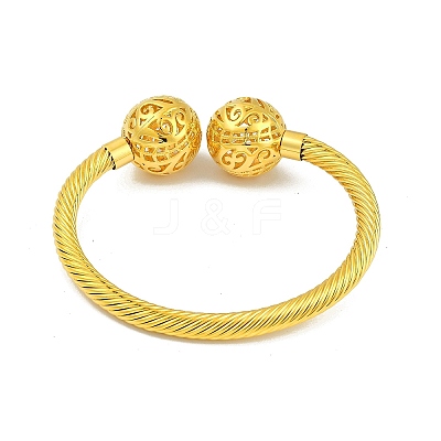 Hollow Round Brass Open Cuff Bangles BJEW-Z074-04G-1
