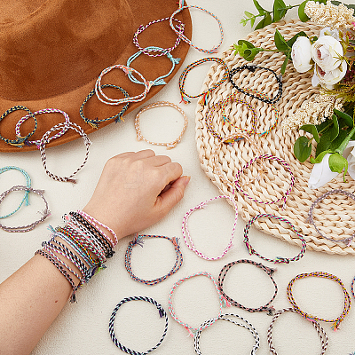 40Pcs 20 Colors Adjustable Cotton Cord Bracelets Braided for Men Women BJEW-DC0001-26-1