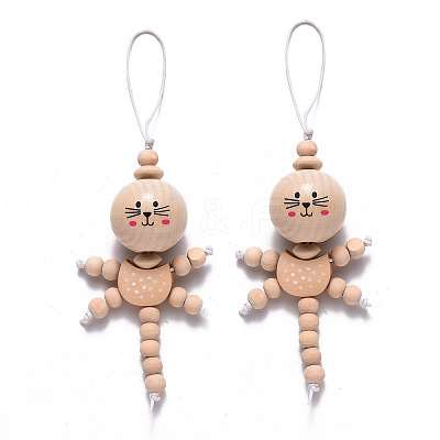 Natural Wood Pendant Decorations HJEW-S002-003C-1