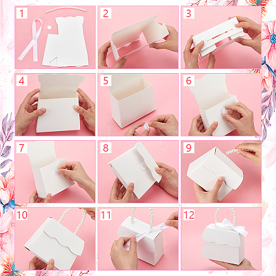 Trapezoid Paper Gift Box with Plastic Imitation Pearl Handles CON-WH0092-65A-1