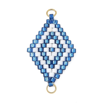 Glass Seed Beads Connector Charms PALLOY-MZ01416-01-1