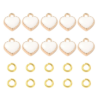 10Pcs Heart Alloy Enamel Charms ENAM-YW0002-92-1