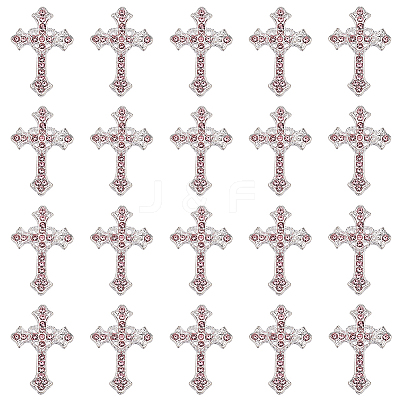 20Pcs Cross Silver Plated Zinc Alloy Cabochons MRMJ-HY0001-31-1