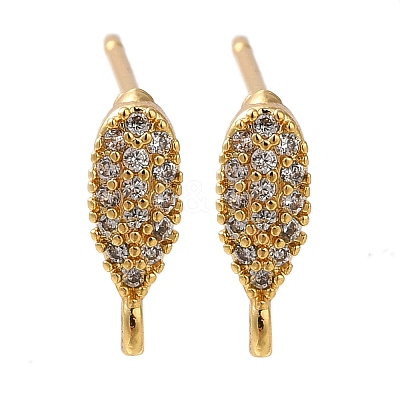 Brass Clear Cubic Zirconia Stud Earrings Finding for Women EJEW-B107-12G-1