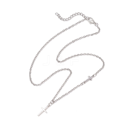 Cross 304 Stainless Steel Pendant Necklaces NJEW-JN05200-02-1