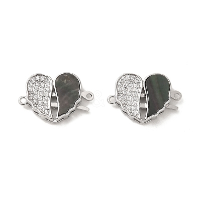 Brass Micro Pave Clear Cubic Zirconia Connector Charms KK-P260-19P-01-1