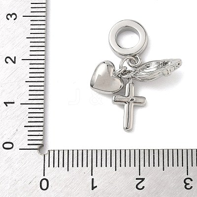 Brass Micro Pave Clear Cubic Zirconia European Dangle Charms KK-D502-13B-P-1