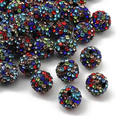 Polymer Clay Pave Rhinestone Beads RB-Q197-10mm-30-1
