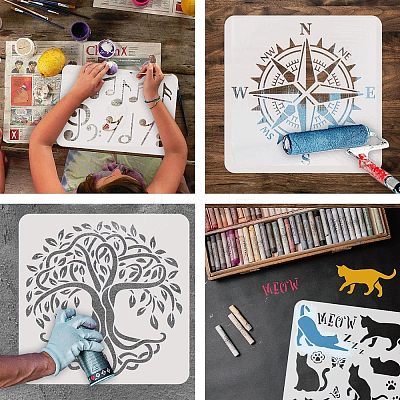 Large Plastic Reusable Drawing Painting Stencils Templates DIY-WH0172-808-1