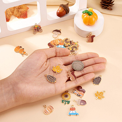 24Pcs 12 Styles Thanksgiving Day Alloy Enamel Pendants ENAM-TA0002-59-1