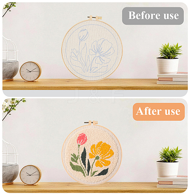 Flower Pattern Punch Embroidery Starter Kits DIY-WH20007-743B-1