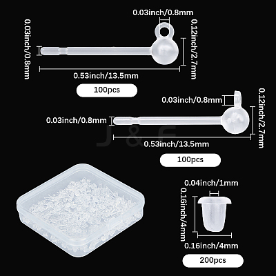 200Pcs Resin Studs Earring Findings FIND-SP0003-63-1