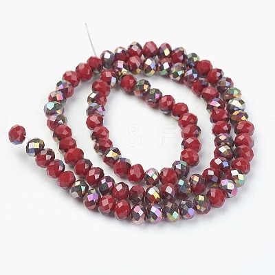 Electroplate Opaque Glass Beads Strands EGLA-A034-P8mm-R06-1