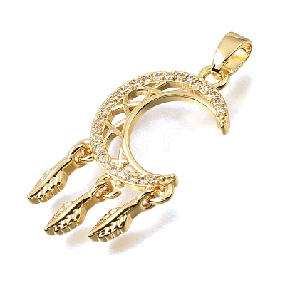 Brass Micro Pave Clear Cubic Zirconia Pendants KK-C263-26A-G-1