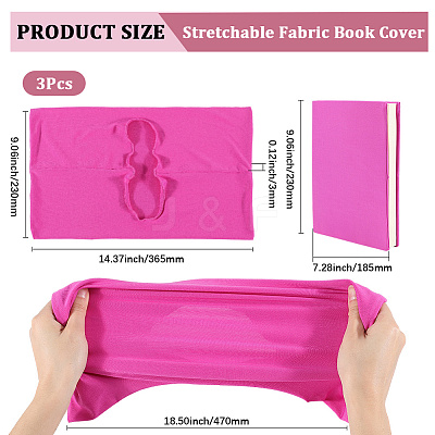 3Pcs Elastic Fabric Book Covers AJEW-CP0006-14B-1