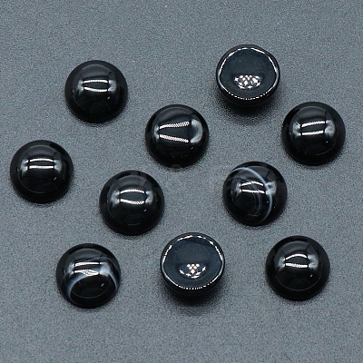 Natural Dyed & Heated Black Agate Cabochons PW-WG51238-12-1