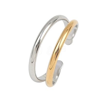 304 Stainless Steel Adjustable Open Cuff Rings for Women RJEW-K301-05GP-1