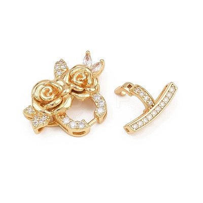 Brass Micro Pave Clear Cubic Zirconia Fold Over Clasps KK-C075-39G-1