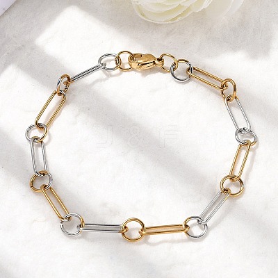 304 Stainless Steel Oval Link Chain Bracelets for Women BJEW-D377-01B-1