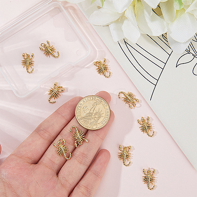 10Pcs Scorpion Brass Pendants KK-BBC0022-83-1