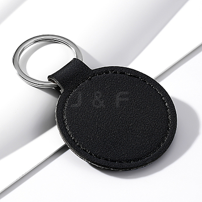 12Pcs 2 Styles Rectangle & Round Imitation Leather Pendant Keychains KEYC-CL0001-59-1