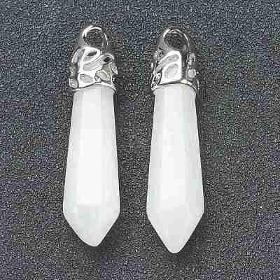 Bullet Natural White Jade Pointed Pendants G-E332-C27-1