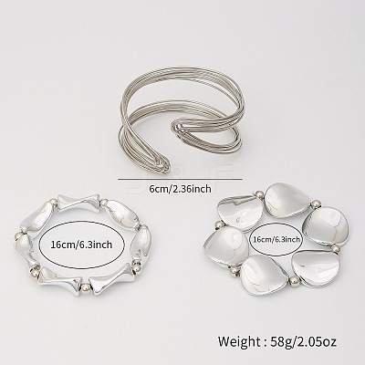 Iron & CCB Plastic Beaded Stretch Bracelets & Cuff Bangles Set for Women FS-WGEA17F-01-1