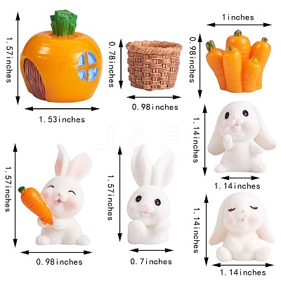 Resin Standing Rabbit Statue Bunny Sculpture Carrot Bonsai Figurine for Lawn Garden Table Home Decoration ( Mixed Color ) JX086A-1