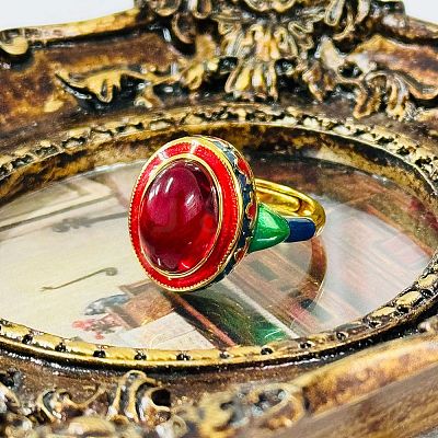 Oval Lab Grown Red Corundum Rings FS-WG323B2-01-1