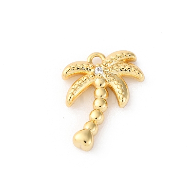 Brass Pave Clear Cubic Zirconia Pendants KK-V016-01G-1