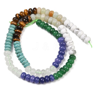 Natural Flower Amazonite & Dyed White Jade & Tiger Eye & Howlite & Quartz Crystal & Synthetic Turquoise Beads Strands G-Z135-C06-1
