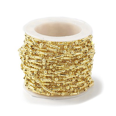 Brass Column & Round Beaded Link Chains CHC-P016-14G-01-1