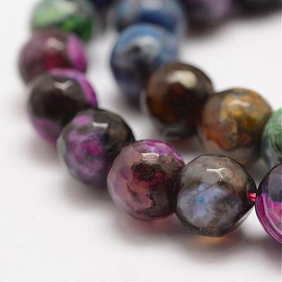 Faceted Natural Fire Crackle Agate Beads Strands G-F447-10mm-A07-1