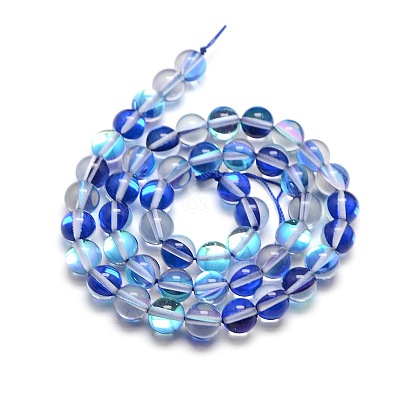 Synthetic Moonstone Beads Strands G-F143-6mm-06-1