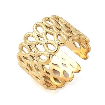 304 Stainless Steel Open Cuff Rings for Women RJEW-U060-01C-G-1