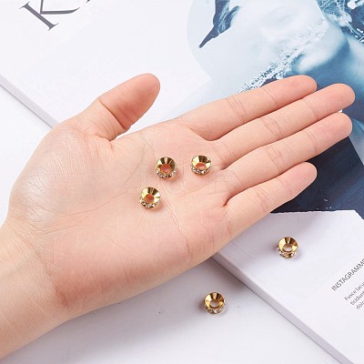 Brass Rhinestone Spacer Beads RB-A020-9mm-01G-1