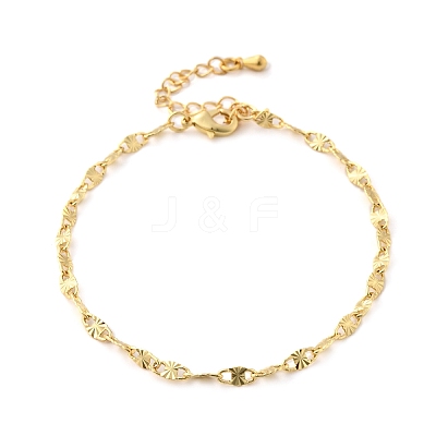 Brass Oval Link Chain Bracelets for Women Men BJEW-F494-04G-1