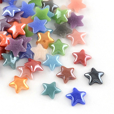 Pearlized Plated Opaque Glass Cabochons X-PORC-R139A-M-1