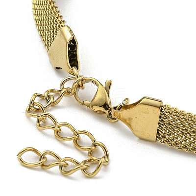 PVD Vacuum Plating 202 Stainless Steel Flat Round Link Chain Bracelets BJEW-M317-04G-1