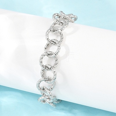 Hammered 304 Stainless Steel Rolo Chain Bracelets for Women BJEW-A160-10P-1