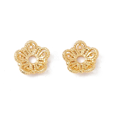 5-Petal Brass Bead Caps KK-A162-02G-1